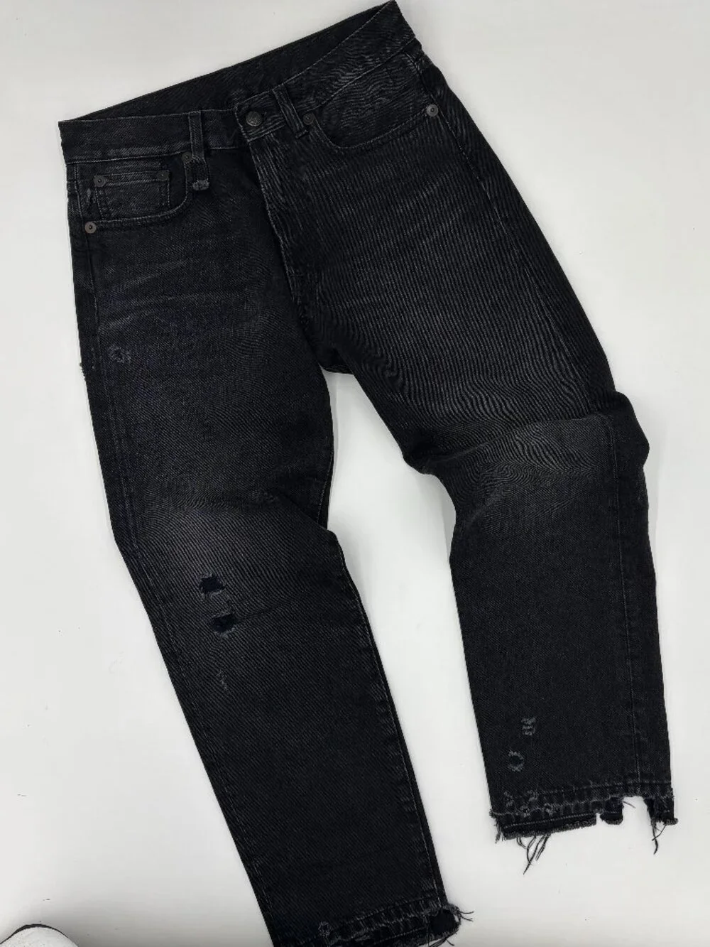 R13 Distressed Boyfriend Jean in Jake Black - Picture 5 of 10